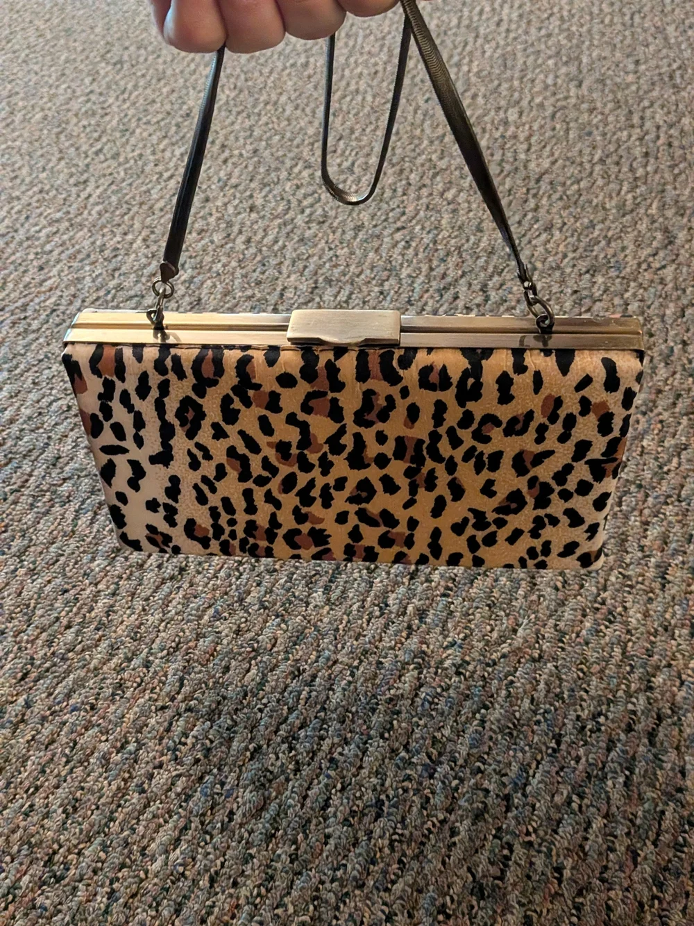 Vintage Y2K Far Nine Leopard Print Hard Case Clutch Evening Bag